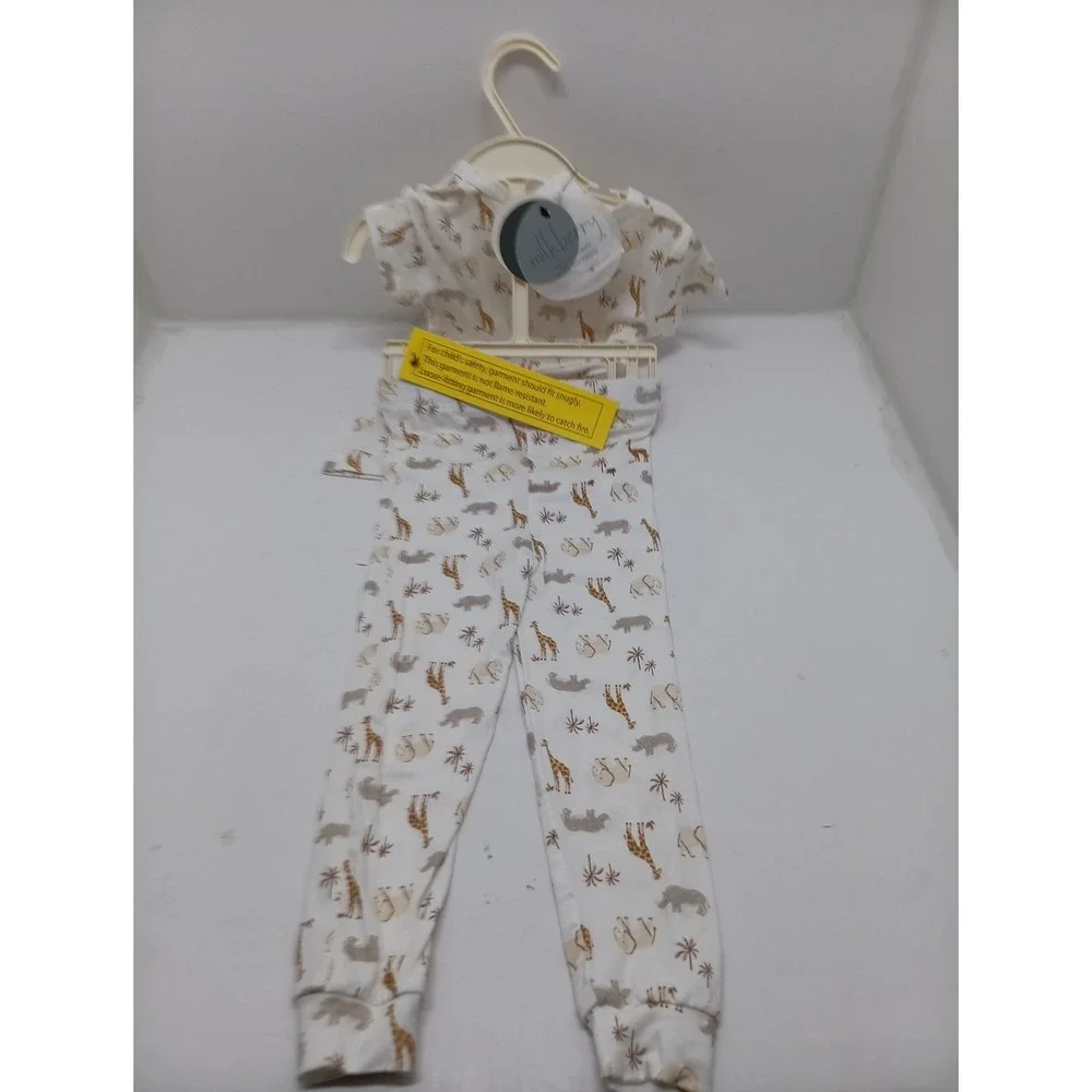Milkberry Rayon Bamboo Pajamas 2-Pack Animal Print Brand New With Tags 12 Mos